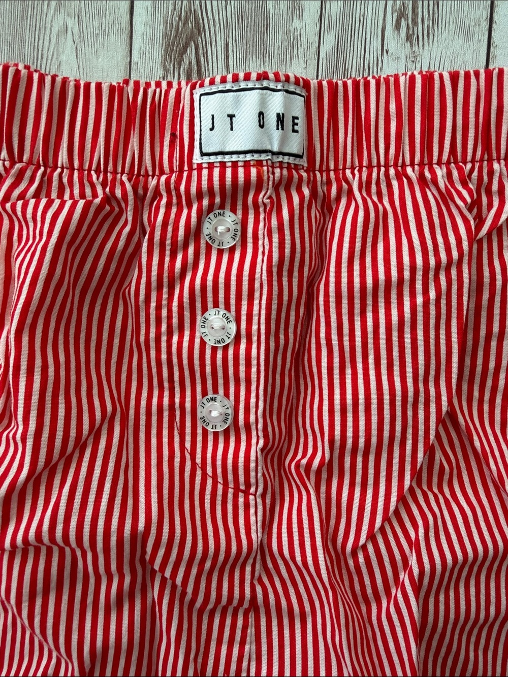 JT One Cherry Pajama Set Sweetness Overload sz Medium White Red Lace Striped - Picture 9 of 14